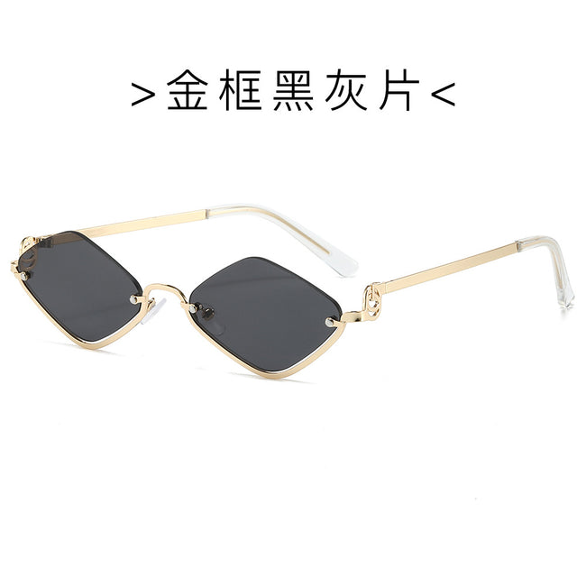 (6 PACK) Wholesale Sunglasses Fashion Metal Semirimless Unisex Trendy Unique 2024 - BulkSunglassesWholesale.com - Gold Frame Black Black Lens Hover Image