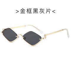 (6 PACK) Wholesale Sunglasses Fashion Metal Semirimless Unisex Trendy Unique 2024 - BulkSunglassesWholesale.com - Gold Frame Black Black Lens