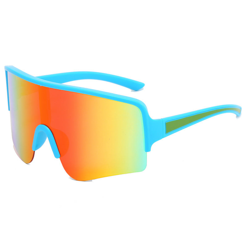 (12 PACK) Wholesale Sports Sunglasses Outdoor Sport Kids Cycling 2024 - BulkSunglassesWholesale.com - Blue Frame Orange Mirrored