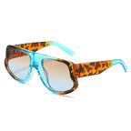(6 PACK) Wholesale Sunglasses New Arrival Wide Fashion Oversized Trendy 2025 - BulkSunglassesWholesale.com - Blue Leopard Print Frame Blue Tea Lens