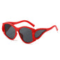 (6 PACK) Wholesale Sunglasses New Arrival Round Oversized Unique Punk Fashion Women 2024 - BulkSunglassesWholesale.com - Red Frame Black Lens