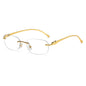 (6 PACK) Wholesale Sunglasses Leopard Head Rimless Metal Women New Arrival Colorful Street Trendy 2025 - BulkSunglassesWholesale.com - Gold Frame White