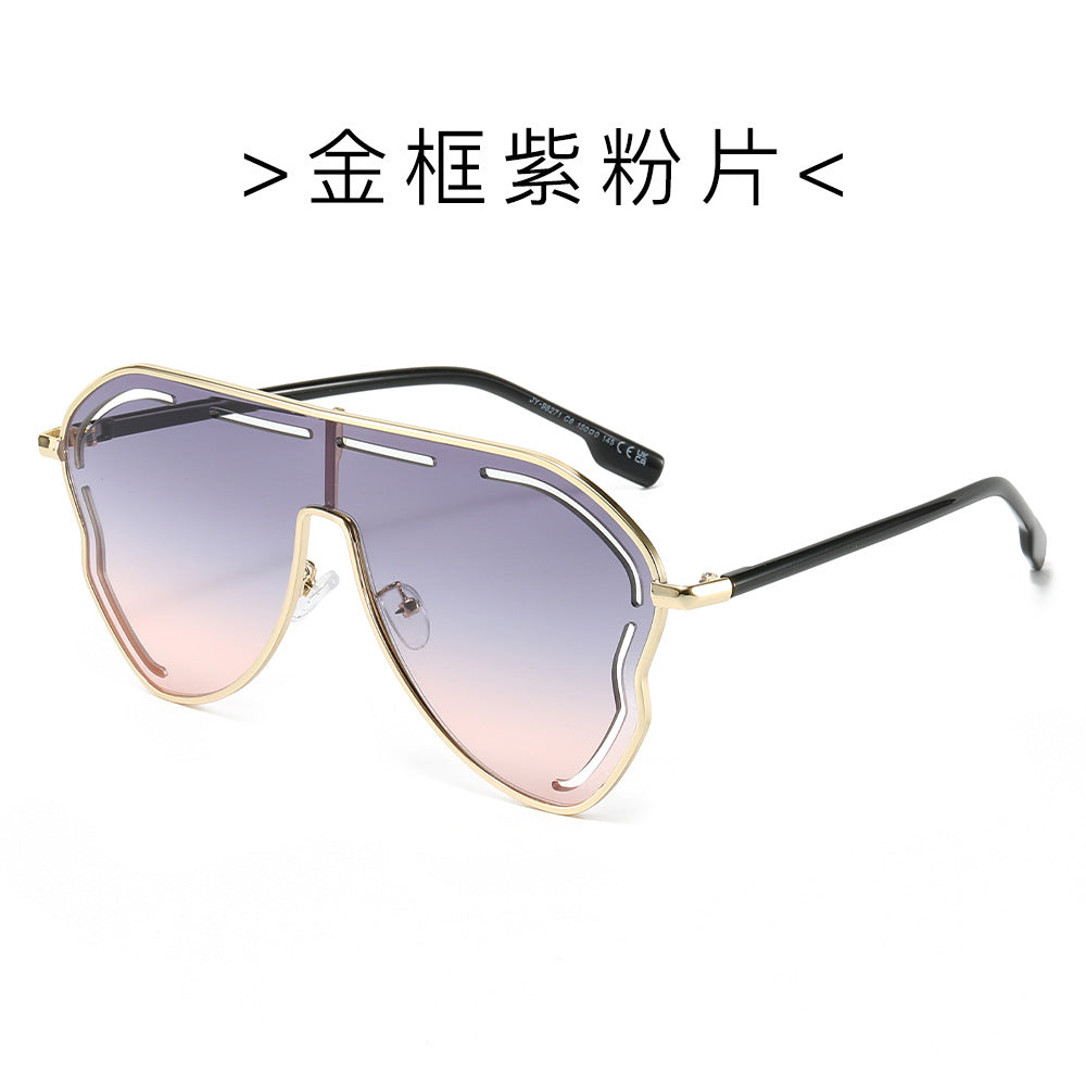 (6 PACK) Wholesale Sunglasses New Arrival Women Unique Women 2024 - BulkSunglassesWholesale.com - Gold Frame Purple Pink Lens