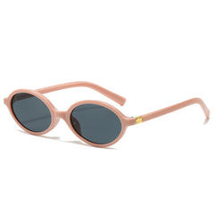(6 PACK) Wholesale Sunglasses Fashion Oval Small Women Women 2024 - BulkSunglassesWholesale.com - Pink Frame Black Lens