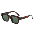 (6 PACK) Wholesale Sunglasses New Arrival Square Unisex Small 2024 - BulkSunglassesWholesale.com - Leopard Print Frame Green Lens