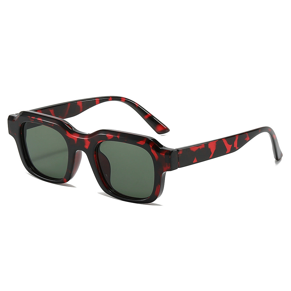 (6 PACK) Wholesale Sunglasses New Arrival Square Unisex Small 2024 - BulkSunglassesWholesale.com - Leopard Print Frame Green Lens