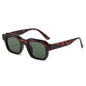 (6 PACK) Wholesale Sunglasses New Arrival Square Unisex Small 2024 - BulkSunglassesWholesale.com - Leopard Print Frame Green Lens