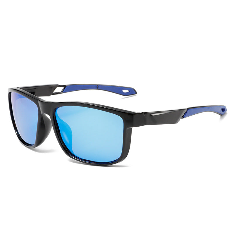 (6 PACK) Wholesale Sunglasses New Arrival Outdoor Polarized Men Sport Square Cycling 2024 - BulkSunglassesWholesale.com - Black Frame Blue Mirrored