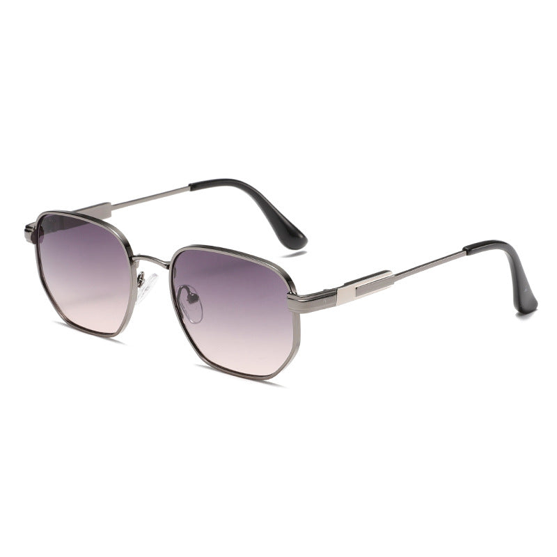 (6 PACK) Wholesale Sunglasses Metal Vintage Trendy Street 2024 - BulkSunglassesWholesale.com - Silver Frame Purple Yellow