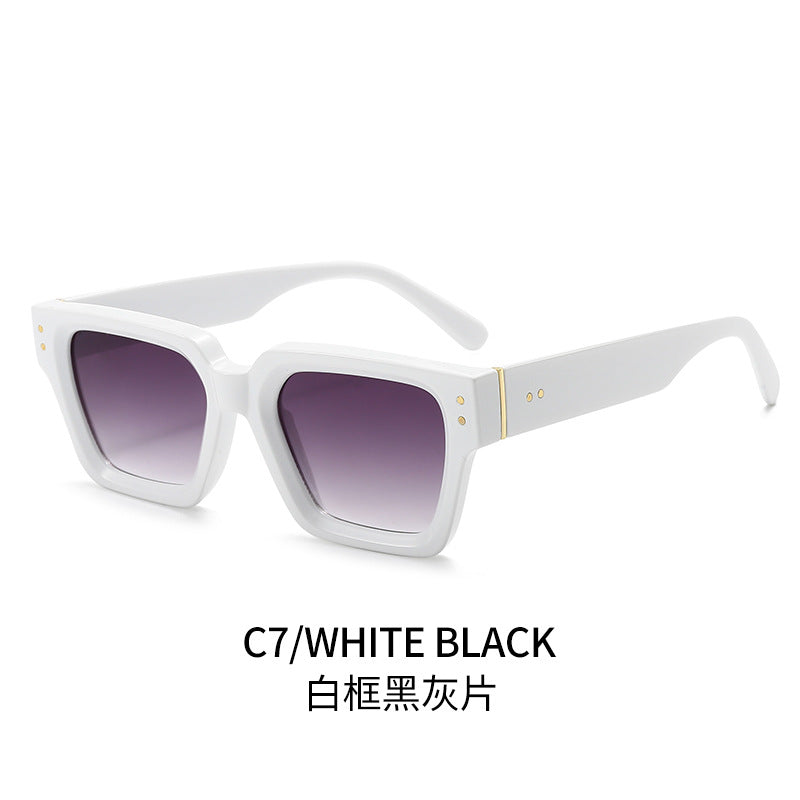 (6 PACK) Wholesale Sunglasses Fashion Square Unique Trendy 2024 - BulkSunglassesWholesale.com - White Frame Gradient Black Lens