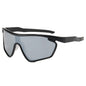 (12 PACK) Wholesale Sports Sunglasses Outdoor Sport Cycling Windproof Trendy 2024 - BulkSunglassesWholesale.com - Black Frame Mirrored Lens