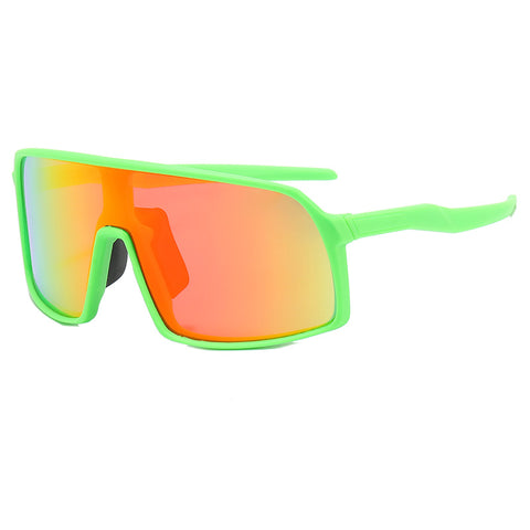 (12 PACK) Wholesale Sports Sunglasses New Arrival TR Polarized Kids Outdoor Cycling Sport 2024 - BulkSunglassesWholesale.com - Green Frame Red Mirrored