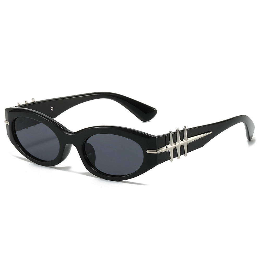 (6 PACK) Wholesale Sunglasses New Arrival Fashion Round Women Trendy Women 2024 - BulkSunglassesWholesale.com - Black Frame Black Lens