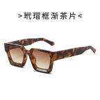 (6 PACK) Wholesale Sunglasses Square New Arrival Trendy Square Unique Oversized 2024 - BulkSunglassesWholesale.com - Leopard Print Frame Gradient Tea Lens