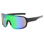(12 PACK) Wholesale Sports Sunglasses New Arrival Unisex Outdoor Sport Cycling 2024 - BulkSunglassesWholesale.com - Black Frame Green Mirrored