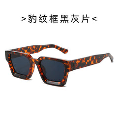 (6 PACK) Wholesale Sunglasses Square New Arrival Trendy Square Unique Oversized 2024 - BulkSunglassesWholesale.com - Leopard Print Frame Black Black Lens