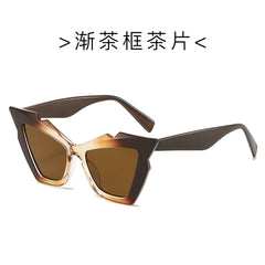 (6 PACK) Wholesale Sunglasses Trendy Street Fashion Unique 2024 - BulkSunglassesWholesale.com - Gradient Tea Frame Tea Lens