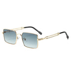 (6 PACK) Wholesale Sunglasses Square Trendy Street Metal Women Unique Fashion 2024 - BulkSunglassesWholesale.com - Gold Frame Gradient Green Lens