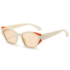 (6 PACK) Wholesale Sunglasses New Arrival Fashion Unique Small Women 2024 - BulkSunglassesWholesale.com - Beige White Frame Tea Lens