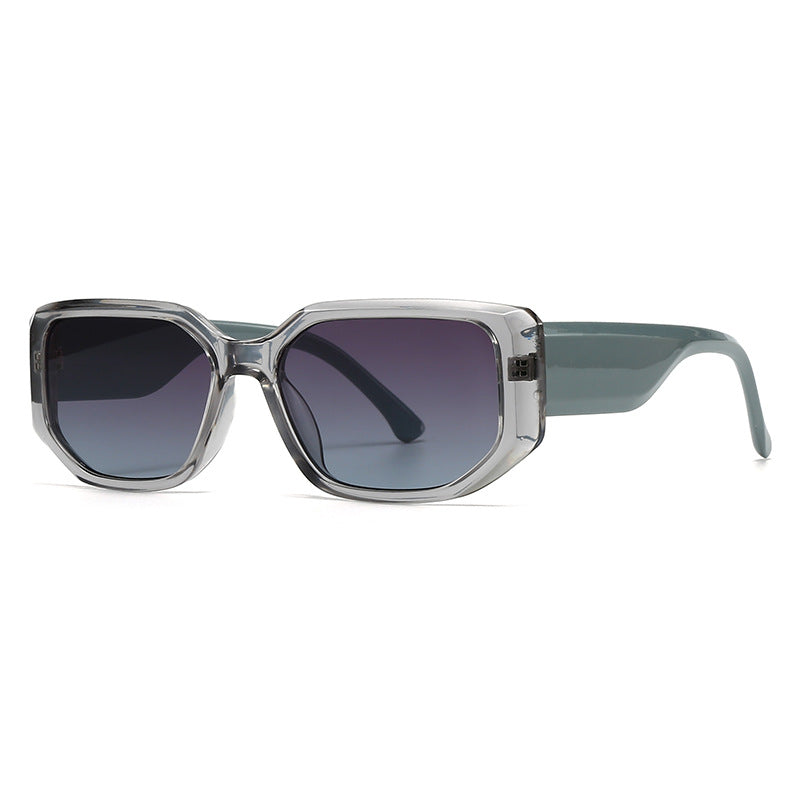 (6 PACK) Wholesale Sunglasses Wide Flat Top Women Classic Vintage Trendy 2024 - BulkSunglassesWholesale.com - Transparent Frame Blue Black Lens