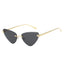 (6 PACK) Wholesale Sunglasses Fashion Cat Eye Cut Edge Trendy New Arrival Rimless Triangle 2024 - BulkSunglassesWholesale.com - Gold Frame Black Lens