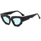 (6 PACK) Wholesale Sunglasses New Arrival Cat Eye Unique Hip Hop Fashion Women 2024 - BulkSunglassesWholesale.com - Black Frame Green Lens