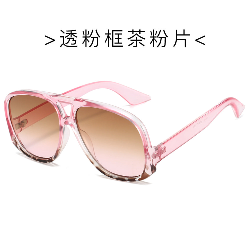 (6 PACK) Wholesale Sunglasses New Arrival Aviator Fashion Oversized 2024 - BulkSunglassesWholesale.com - Clear Pink Frame Tea Pink Lens