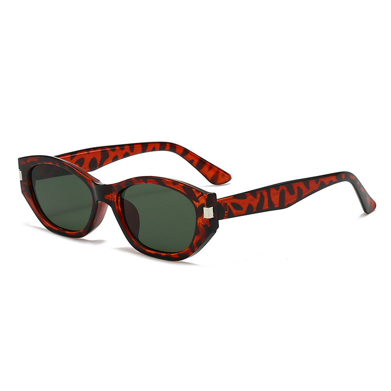 (6 PACK) Wholesale Sunglasses Vintage Cat Eye Women New Arrival Square Round Polarized 2025 - BulkSunglassesWholesale.com - Leopard Print Frame Green Lens
