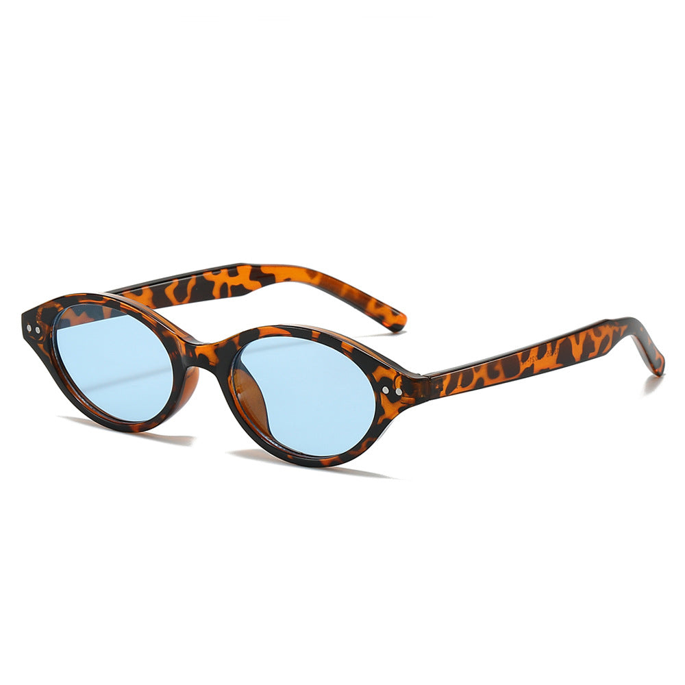 (6 PACK) Wholesale Sunglasses New Arrival Small Women Antiblue Light 2025 - BulkSunglassesWholesale.com - Leopard Print Frame Blue Lens