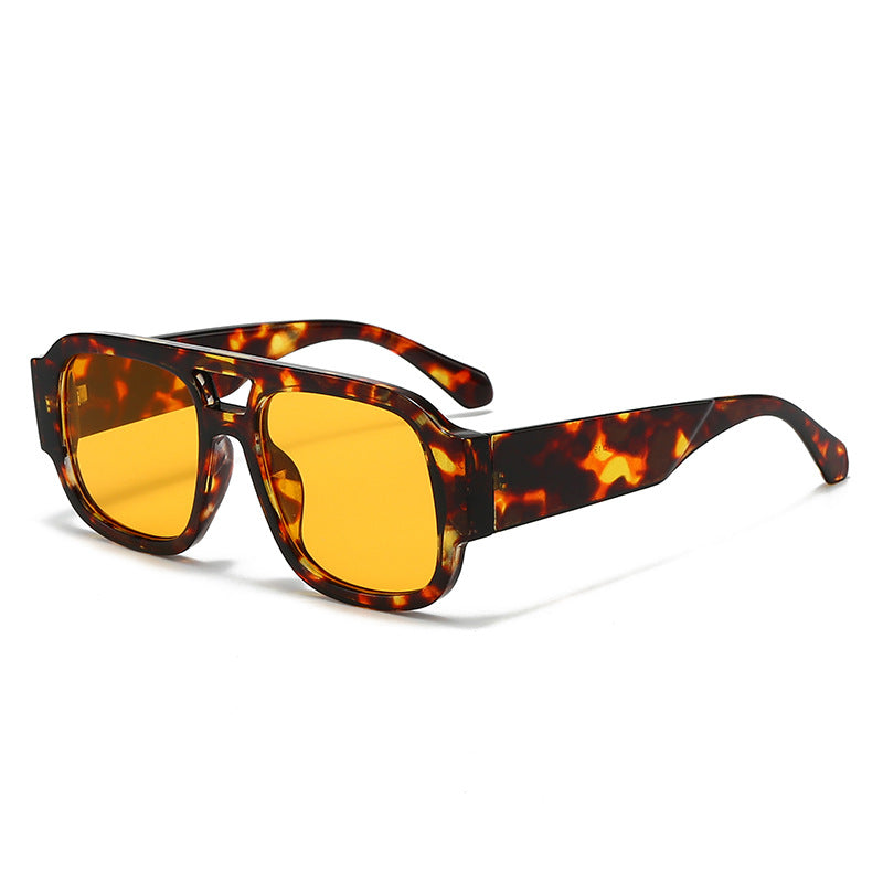 (6 PACK) Wholesale Sunglasses New Arrival Fashion Unisex Outdoor Sport Unique 2025 - BulkSunglassesWholesale.com - Leopard Print Frame Orange Lens