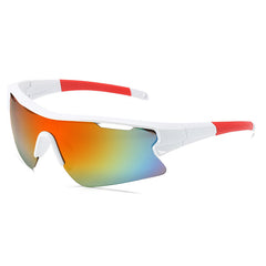 (12 PACK) Wholesale Sports Sunglasses New Arrival Outdoor Cycling Women Sport One Piece 2024 - BulkSunglassesWholesale.com - White Frame Red Mirrored