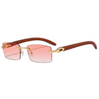 (6 PACK) Wholesale Sunglasses New Arrival Trendy Rimless Vintage Women Square 2024 - BulkSunglassesWholesale.com - Gold Frame Gradient Pink Lens