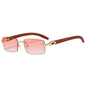 (6 PACK) Wholesale Sunglasses New Arrival Trendy Rimless Vintage Women Square 2024 - BulkSunglassesWholesale.com - Gold Frame Gradient Pink Lens