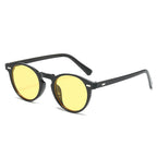 (6 PACK) Wholesale Sunglasses New Arrival Vintage Round Fashion Classic Unisex 2025 - BulkSunglassesWholesale.com - Black Frame Yellow Lens
