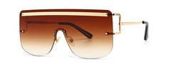 (6 PACK) Wholesale Sunglasses One Piece Flat Top Vintage Women 2024 - BulkSunglassesWholesale.com - Gold Gradient Tea
