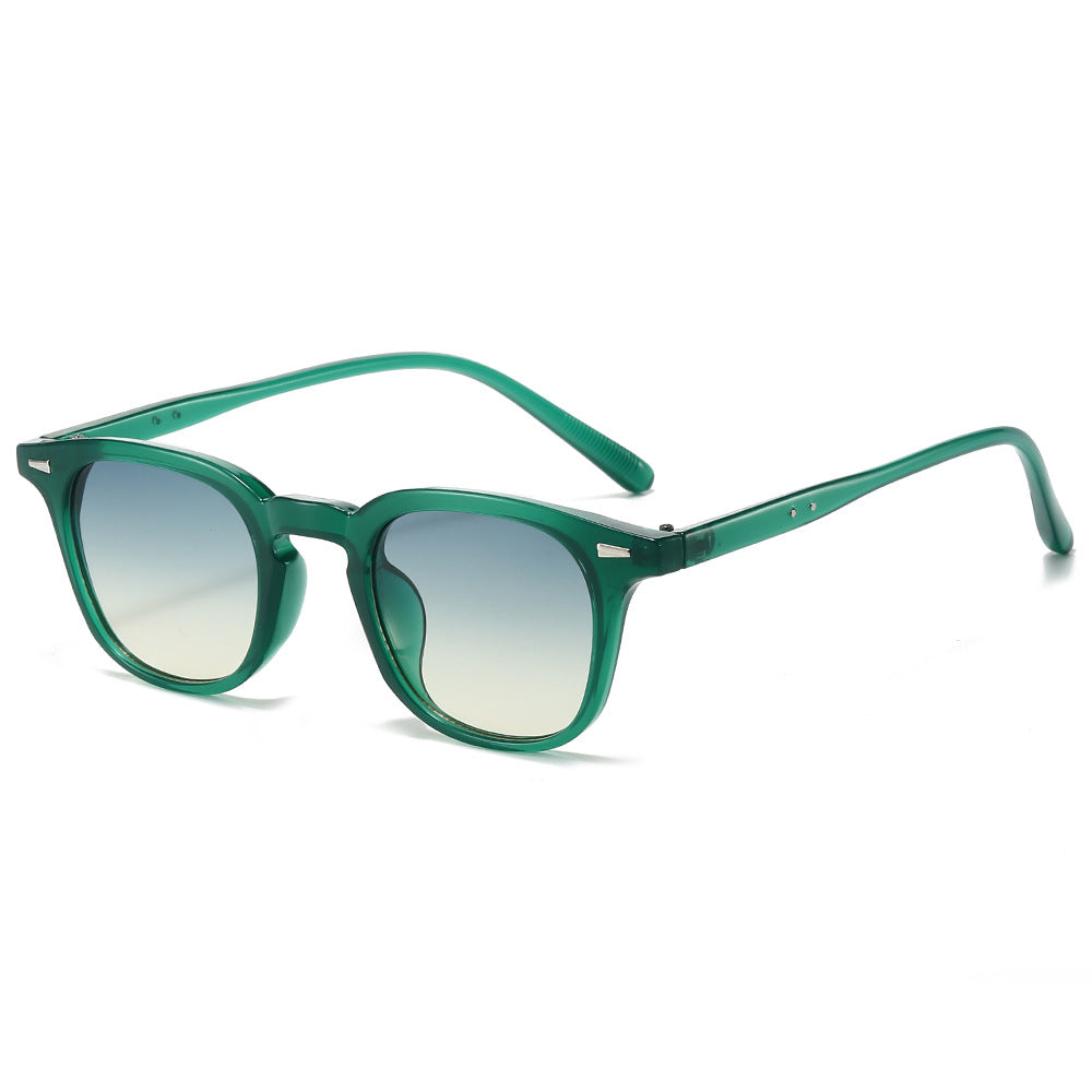 (6 PACK) Wholesale Sunglasses New Arrival Square Fashion Square Rivet 2024 - BulkSunglassesWholesale.com - Green Frame Green Black Lens