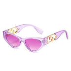 (6 PACK) Wholesale Sunglasses New Arrival Cat Eye Unique Trendy Women Unique Small 2024 - BulkSunglassesWholesale.com - Purple Frame Purple Lens