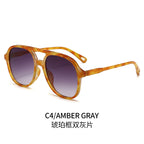 (6 PACK) Wholesale Sunglasses Double Bridge Round Aviator Outdoor 2024 - BulkSunglassesWholesale.com - Frame Gradient Black Lens