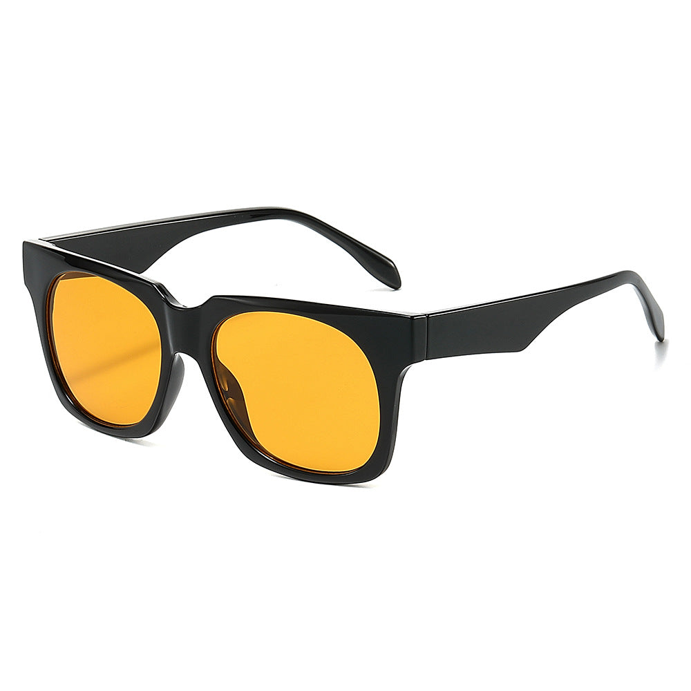 (6 PACK) Wholesale Sunglasses New Arrival Fashion Square Women 2024 - BulkSunglassesWholesale.com - Black Frame Orange Lens