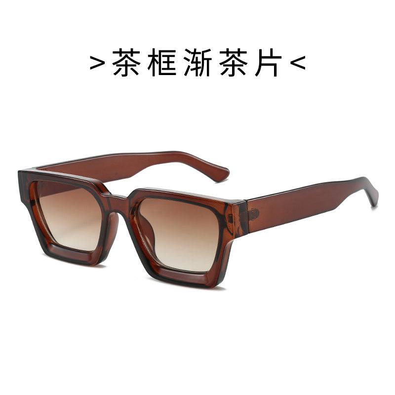 (6 PACK) Wholesale Sunglasses Square New Arrival Trendy Square Unique Oversized 2024 - BulkSunglassesWholesale.com - Tea Frame Gradient Tea Lens