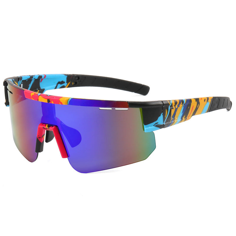 (12 PACK) Wholesale Sports Sunglasses New Arrival Cycling Outdoor Sport One Piece Oversized 2024 - BulkSunglassesWholesale.com - Frame Blue Mirrored