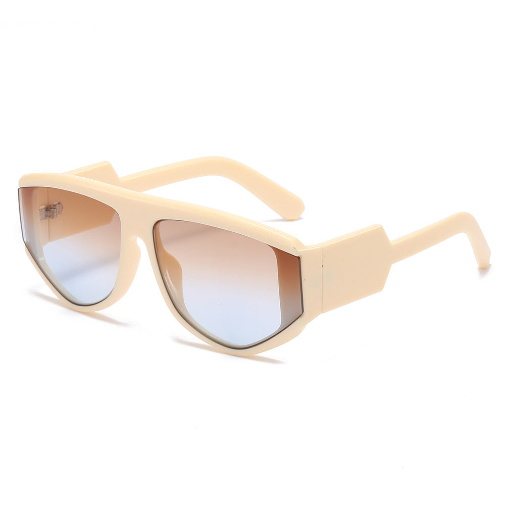 (6 PACK) Wholesale Sunglasses New Arrival Square Fashion Women Trendy Unique 2025 - BulkSunglassesWholesale.com - Beige Yellow Frame Tea Blue Lens
