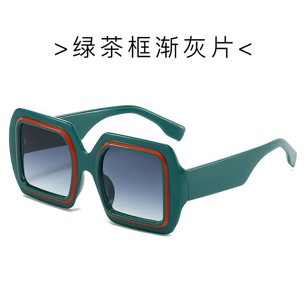 (6 PACK) Wholesale Sunglasses New Arrival Fashion Small Square Unique Classic 2024 - BulkSunglassesWholesale.com - Green Tea Frame Gradient Black Lens