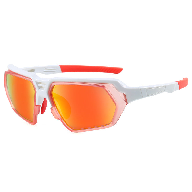 (12 PACK) Wholesale Sports Sunglasses Unique Cycling Outdoor Fashion 2024 - BulkSunglassesWholesale.com - White Frame Red Mirrored