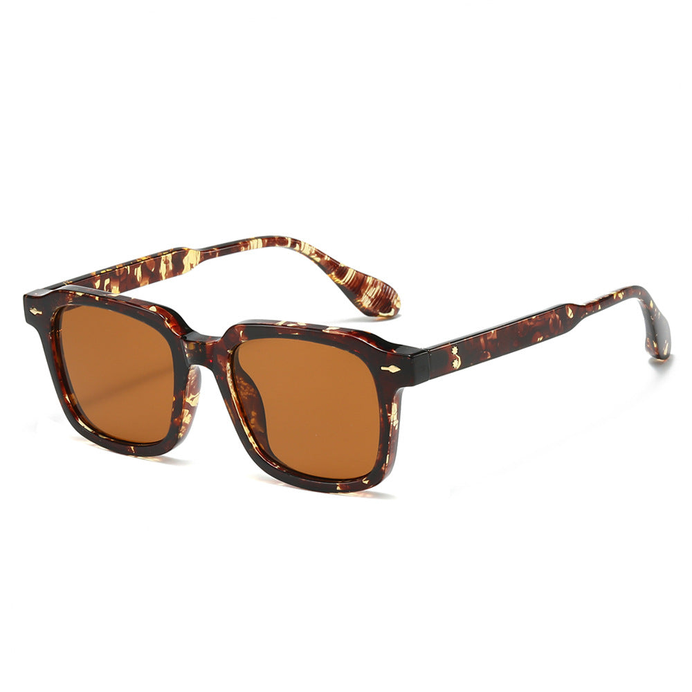 (6 PACK) Wholesale Sunglasses New Arrival Square Fashion Vintage Trendy 2025 - BulkSunglassesWholesale.com - Leopard Print Frame Tea Lens