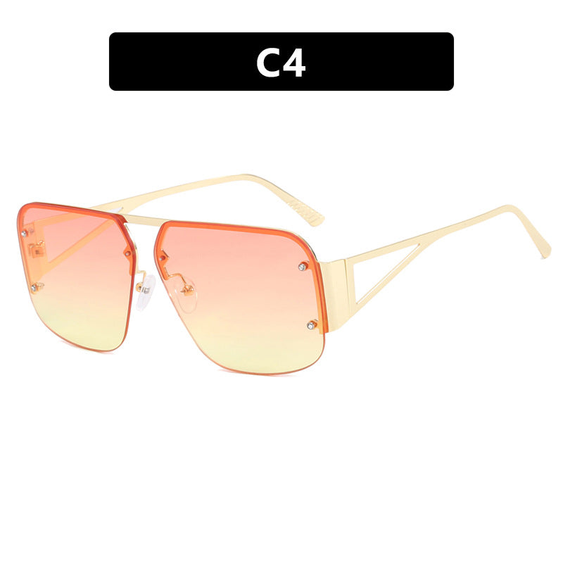 (6 PACK) Wholesale Sunglasses Square Fashion Aviator Vintage Semirimless 2024 - BulkSunglassesWholesale.com - Pink Yellow