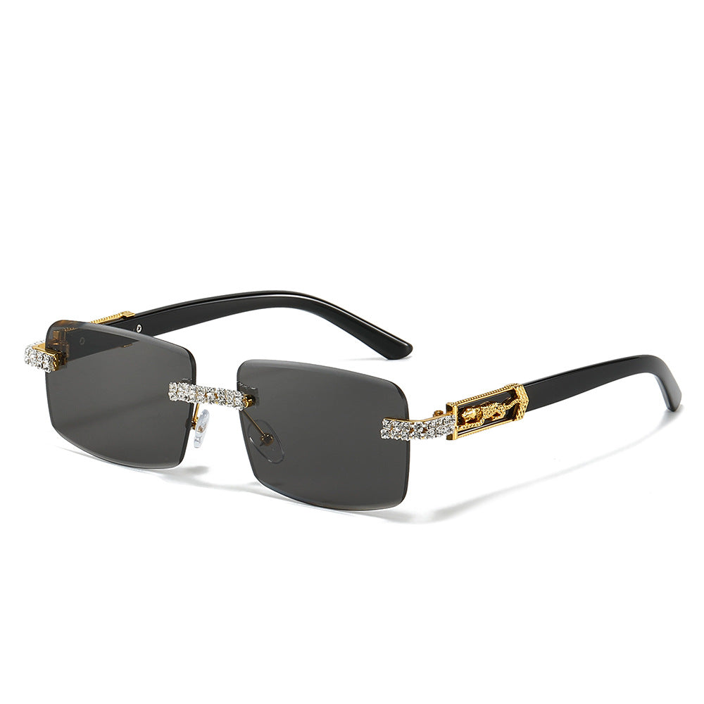 (6 PACK) Wholesale Sunglasses New Arrival Unique Rhinestone Fashion Trendy Rhinestone Cut Edge Square Hip Hop Street 2024 - BulkSunglassesWholesale.com - Gold Black Black Lens