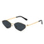 (6 PACK) Wholesale Sunglasses New Arrival Fashion Polygon Metal Unique 2025 - BulkSunglassesWholesale.com - Gold Frame Black Lens