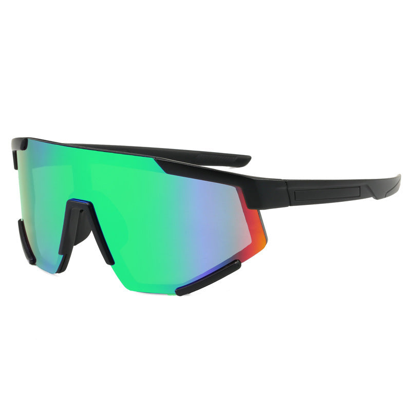 (12 PACK) Wholesale Sports Sunglasses New Arrival Sport Unisex Cycling 2024 - BulkSunglassesWholesale.com - Black Frame Green Mirrored