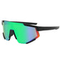 (12 PACK) Wholesale Sports Sunglasses New Arrival Sport Unisex Cycling 2024 - BulkSunglassesWholesale.com - Black Frame Green Mirrored